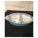 Vintage Turquoise Pyrex Divided Dish