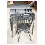 Small Black Painted Desk and Chair