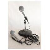 Two Realistic Microphones & Mic Stand