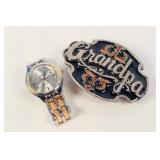 Siskiyou Grandpa Belt Buckle & Geneva Quartz Watch