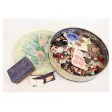 Tin Full of Vintage Buttons and Sewing