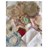 Group of Hand Made Doilies and Handkerchiefs