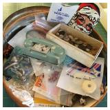 Sewing Tin Full of Beading and Sewing Items