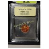 USCG GRADED MS65RD 1906 INDIAN HEAD PENNY