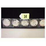 GROUP OF 5 BRILLIANT UNCIRCULATED ONE OUNCE