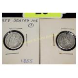US 1855 AND 1861 SEATED LIBERTY SILVER DIMES