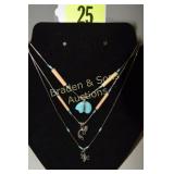 GROUP OF 3 STERLING SILVER AND TURQUOISE NECKLACES