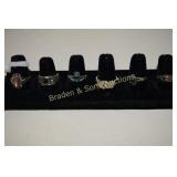 GROUP OF 6 LADIES STERLING SILVER RINGS