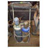 CUTTING TORCH ON STAND WITH 2 BOTTLES