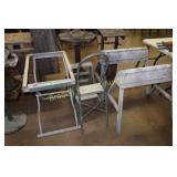 GROUP OF 2 STEP LADDERS, 2 METAL SAW HORSES