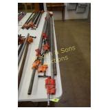 GROUP OF 7 WOOD CLAMPS FROM 44" LONG TO 116"