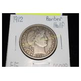 US 1912-P BARBER SILVER HALF DOLLAR. EF QUALITY