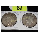 US 1923-S AND 1923-P PEACE SILVER DOLLARS