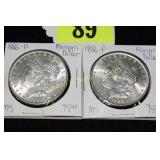 GROUP OF TWO 1886-P MORGAN SILVER DOLLARS.