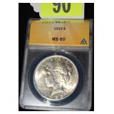 ANACS GRADED MS60 1923-P PEACE SILVER DOLLAR