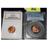 NGC GRADED MS65RD 1944-D WHEAT PENNY AND