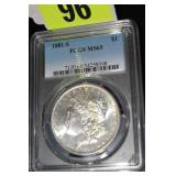 PCGS GRADED MS65 1881-S MORGAN SILVER DOLLAR