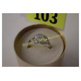 LADIES STERLING SILVER AND GEMSTONE RING