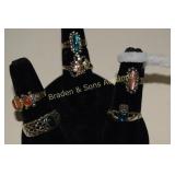 GROUP OF 6 LADIES STERLING SILVER RINGS