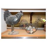 GROUP OF 2 METAL CHICKENS