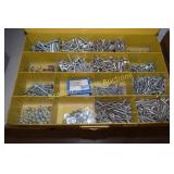 METAL CARRYING CASE WITH NUTS, BOLTS, WASHERS ETC