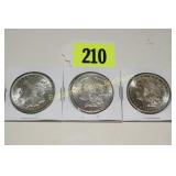 GROUP OF TWO 1921-P AND ONE 1921-S MORGAN