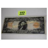 US SERIES 1906 $20.00 GOLD CERTIFICATE SIGNED