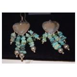 LADIES STERLING SILVER AND TURQUOISE EARRINGS