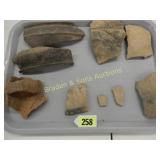 GROUP OF 2 TRAYS OF LARGE POTTERY CHARDS FROM