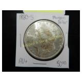 US 1880-S MORGAN SILVER DOLLAR. AU QUALITY