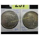 US 1922-D AND 1925-P PEACE SILVER DOLLARS
