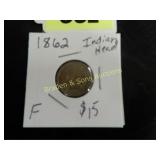 US 1862 INDIAN HEAD PENNY