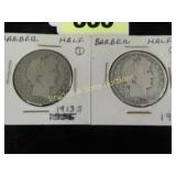 US 1913-S AND 1914-P BARBER SILVER HALF DOLLARS