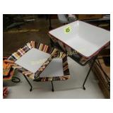 GROUP OF 3 SALSA DISHES WITH STAND