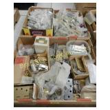 GROUP OF 2 BOXES OF HINGES, DRAWER PULLS