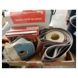BOX OF ASSTD SANDING SUPPLIES AND SAW BLADES