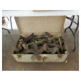 VINTAGE TRUNK WITH OLD LEATHER TACK