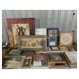 TABLE OF ASSTD PRINTS, FRAMES ETC