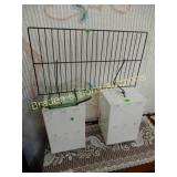 GROUP OF DISPLAY RACKS AND A GLASS BOWL.