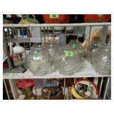 GROUP OF 6 LIGHTGLOBES AND ANTIQUE EGG SCALE.