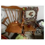 GROUP OF 2 CHILDRENS ROCKERS. 1 HAND MADE QUILT.