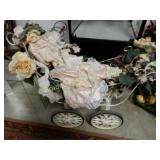 ANTIQUE CHILDRENS DOLL CARRIAGE WITH DOLL.