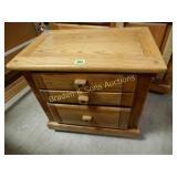 VINTAGE RANCH OAK END TABLE.