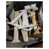 BOX OF ASSORTED DECORATIVE LETTERS.