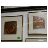 GROUP OF 3 FRAMED NATIVE AMERICAN HAMMERED COPPER