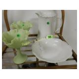 GROUP OF 2 FINTON DISHES AND LARGE WATER BOWL