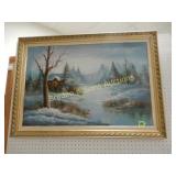 FRAMED 23" X 35" OIL ON CANVAS BY CRANE.