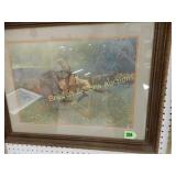 FRAMED 13" X 19" PRINT BY FREDERICK REMINGTON.