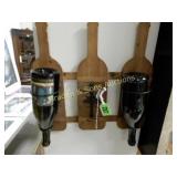 CONTEMPORARY HANGING WINE RACK AND 35" X 28" WALL