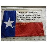 CUSTOM MADE TEXAS FLAG WITH TEXAS PLEDGE 23" X 34"